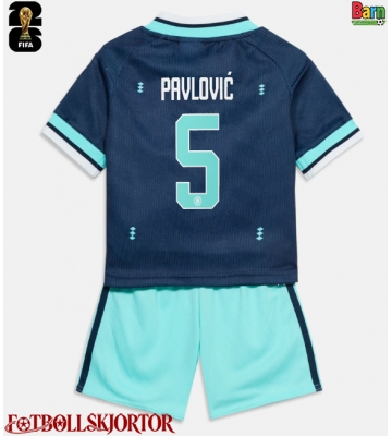 Tyskland Aleksandar Pavlovic #5 Borta Kläder Barn VM 2026 Kortärmad (+ Korta byxor)
